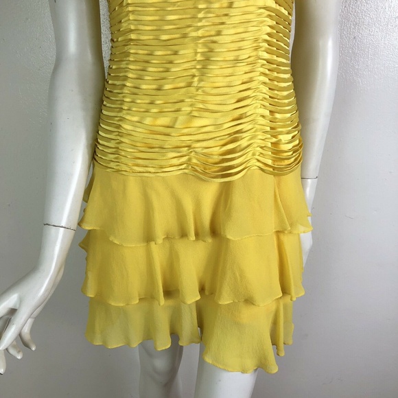 VTG 80s Sue Wong 8 Bright Yellow Flapper Dress - Picture 2 of 7